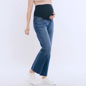 Motherhood Maternity Straight Leg Over Belly Tulip Medium Wash Denim Stretch